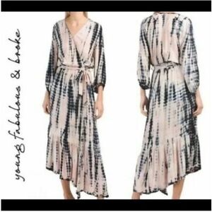 Young Fabulous & Broke Pink and Black Tie-Dye Maxi Wrap Dress